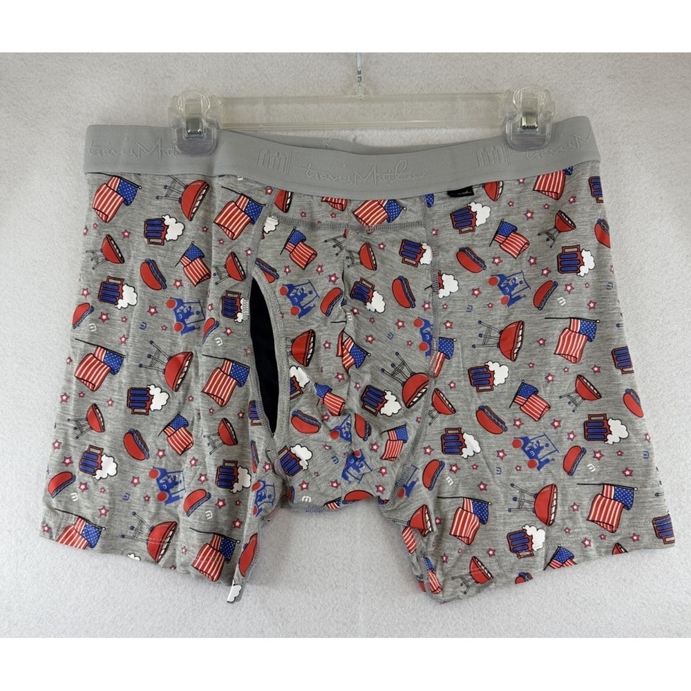 Travis Mathew Men's XL BBQ‎ Hot Dog Grill Golf USA 6" Boxer Brief Underwear NWOT